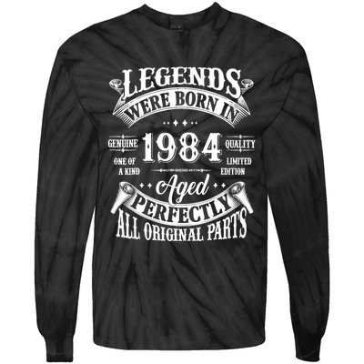 40th Birthday 40 Years Old Vintage Legends Born In 1984 Tie-Dye Long Sleeve Shirt