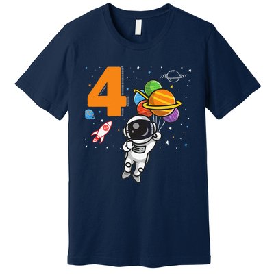 4th Birthday Astronaut 4 Year Old Birthday Premium T-Shirt