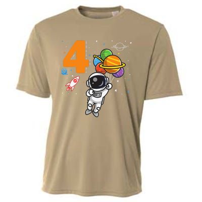 4th Birthday Astronaut 4 Year Old Birthday Cooling Performance Crew T-Shirt