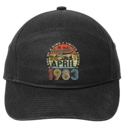 40th Birthday Awesome Since April 1983 40 Years Old Gift  7-Panel Snapback Hat