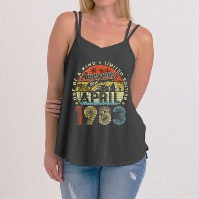 40th Birthday Awesome Since April 1983 40 Years Old Gift  Women's Strappy Tank