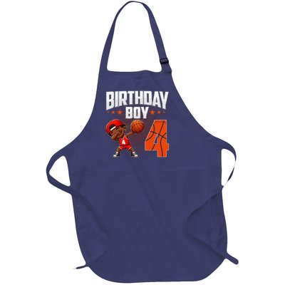 4th Birthday Boy Basketball Dabbing 4 Years Old Afro Boy Full-Length Apron With Pockets