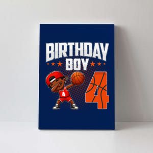 4th Birthday Boy Basketball Dabbing 4 Years Old Afro Boy Canvas