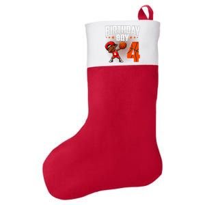 4th Birthday Boy Basketball Dabbing 4 Years Old Afro Boy Felt Holiday Christmas Stocking