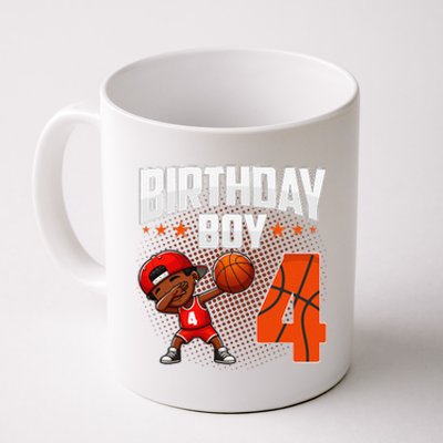 4th Birthday Boy Basketball Dabbing 4 Years Old Afro Boy Coffee Mug