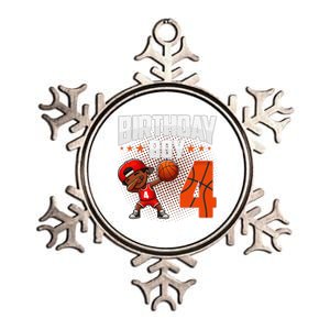 4th Birthday Boy Basketball Dabbing 4 Years Old Afro Boy Metallic Star Ornament