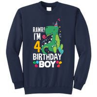 4th Birthday Boy 4 Year Old Birthday Boy T Rex Dinosaur Sweatshirt