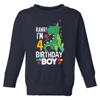 4th Birthday Boy 4 Year Old Birthday Boy T Rex Dinosaur Toddler Sweatshirt