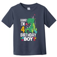 4th Birthday Boy 4 Year Old Birthday Boy T Rex Dinosaur Toddler T-Shirt