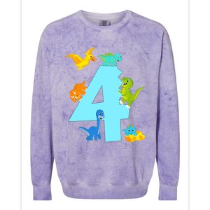 4th Birthday Boy 4 Years Old Dinosaur Toy Dino Colorblast Crewneck Sweatshirt