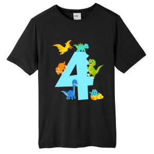 4th Birthday Boy 4 Years Old Dinosaur Toy Dino Tall Fusion ChromaSoft Performance T-Shirt