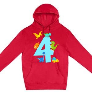 4th Birthday Boy 4 Years Old Dinosaur Toy Dino Premium Pullover Hoodie