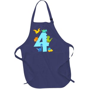 4th Birthday Boy 4 Years Old Dinosaur Toy Dino Full-Length Apron With Pockets