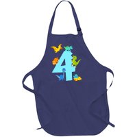 4th Birthday Boy 4 Years Old Dinosaur Toy Dino Full-Length Apron With Pockets