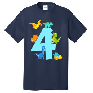 4th Birthday Boy 4 Years Old Dinosaur Toy Dino Tall T-Shirt