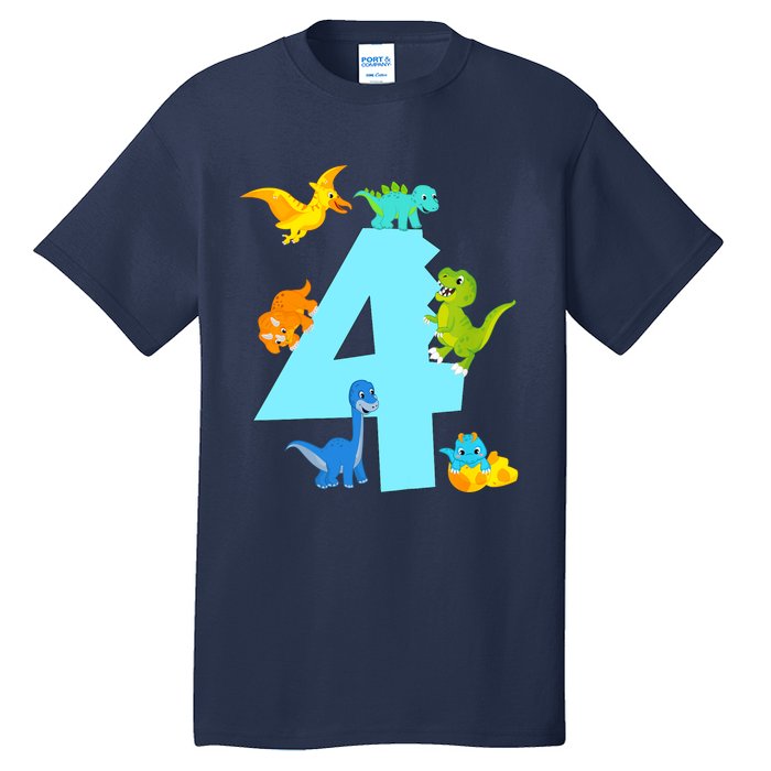 4th Birthday Boy 4 Years Old Dinosaur Toy Dino Tall T-Shirt