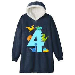 4th Birthday Boy 4 Years Old Dinosaur Toy Dino Hooded Wearable Blanket