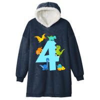 4th Birthday Boy 4 Years Old Dinosaur Toy Dino Hooded Wearable Blanket