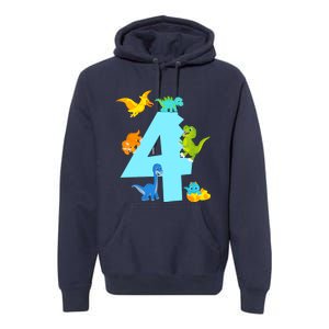 4th Birthday Boy 4 Years Old Dinosaur Toy Dino Premium Hoodie