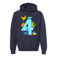 4th Birthday Boy 4 Years Old Dinosaur Toy Dino Premium Hoodie