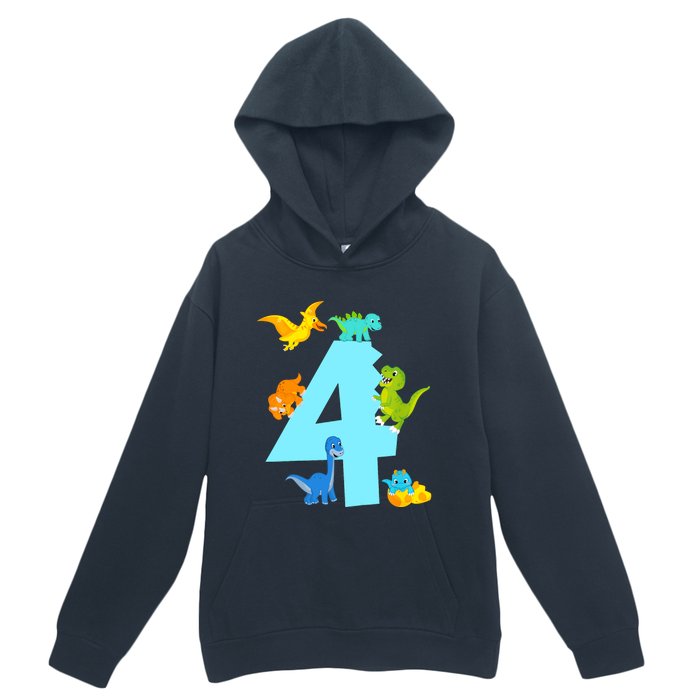 4th Birthday Boy 4 Years Old Dinosaur Toy Dino Urban Pullover Hoodie