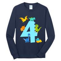 4th Birthday Boy 4 Years Old Dinosaur Toy Dino Tall Long Sleeve T-Shirt