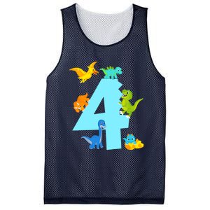 4th Birthday Boy 4 Years Old Dinosaur Toy Dino Mesh Reversible Basketball Jersey Tank