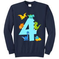 4th Birthday Boy 4 Years Old Dinosaur Toy Dino Tall Sweatshirt