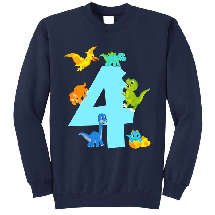 4th Birthday Boy 4 Years Old Dinosaur Toy Dino Tall Sweatshirt