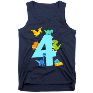 4th Birthday Boy 4 Years Old Dinosaur Toy Dino Tank Top