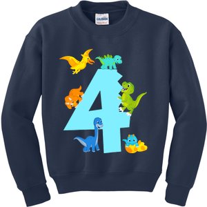 4th Birthday Boy 4 Years Old Dinosaur Toy Dino Kids Sweatshirt