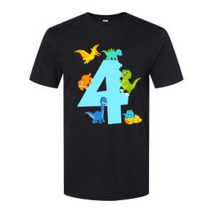 4th Birthday Boy 4 Years Old Dinosaur Toy Dino Softstyle CVC T-Shirt