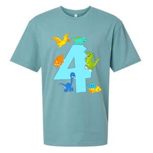 4th Birthday Boy 4 Years Old Dinosaur Toy Dino Sueded Cloud Jersey T-Shirt