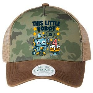 4th Birthday Boy 4 Year Old Robotics Robot 4th Birthday Legacy Tie Dye Trucker Hat