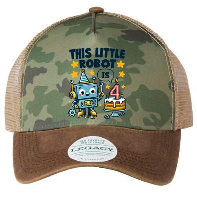 4th Birthday Boy 4 Year Old Robotics Robot 4th Birthday Legacy Tie Dye Trucker Hat