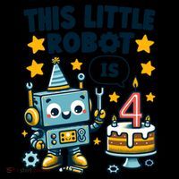 4th Birthday Boy 4 Year Old Robotics Robot 4th Birthday Flexfit Unipanel Trucker Cap
