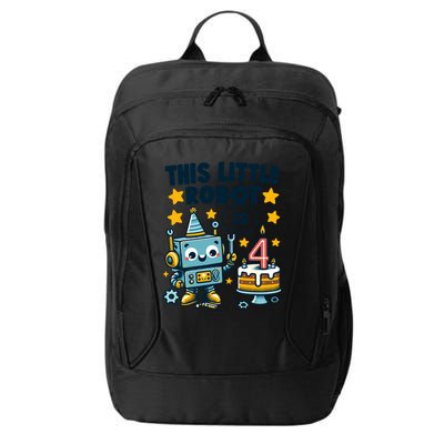 4th Birthday Boy 4 Year Old Robotics Robot 4th Birthday City Backpack
