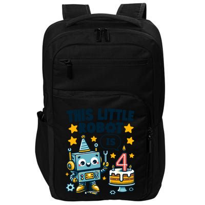 4th Birthday Boy 4 Year Old Robotics Robot 4th Birthday Impact Tech Backpack