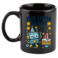 4th Birthday Boy 4 Year Old Robotics Robot 4th Birthday 11oz C Handle Ceramic Mug