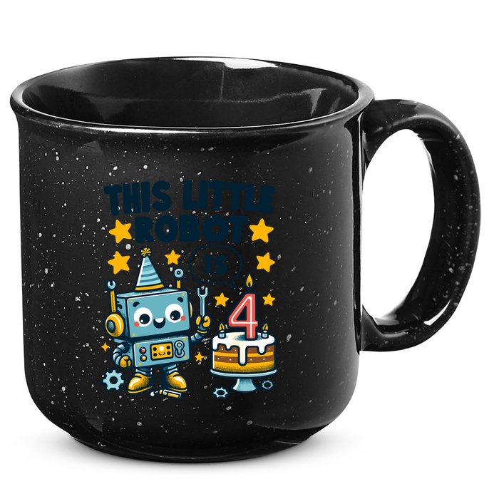 4th Birthday Boy 4 Year Old Robotics Robot 4th Birthday 15oz Campfire Ceramic Mug