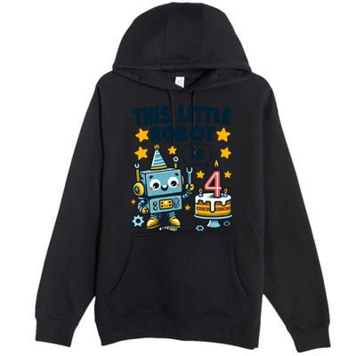 4th Birthday Boy 4 Year Old Robotics Robot 4th Birthday Premium Pullover Hoodie