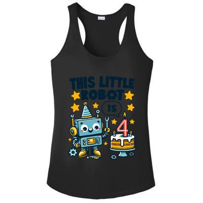 4th Birthday Boy 4 Year Old Robotics Robot 4th Birthday Ladies PosiCharge Competitor Racerback Tank