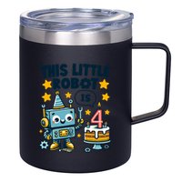 4th Birthday Boy 4 Year Old Robotics Robot 4th Birthday 12oz Stainless Steel Coffee Mug