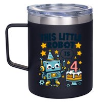 4th Birthday Boy 4 Year Old Robotics Robot 4th Birthday 12oz Stainless Steel Coffee Mug