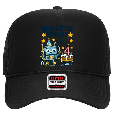 4th Birthday Boy 4 Year Old Robotics Robot 4th Birthday Trucker Hat