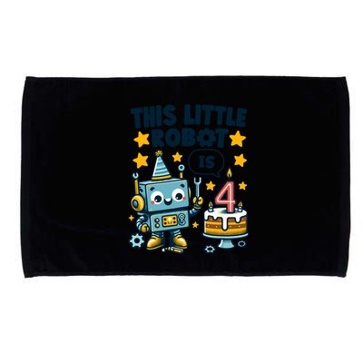 4th Birthday Boy 4 Year Old Robotics Robot 4th Birthday Microfiber Hand Towel