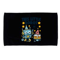 4th Birthday Boy 4 Year Old Robotics Robot 4th Birthday Microfiber Hand Towel