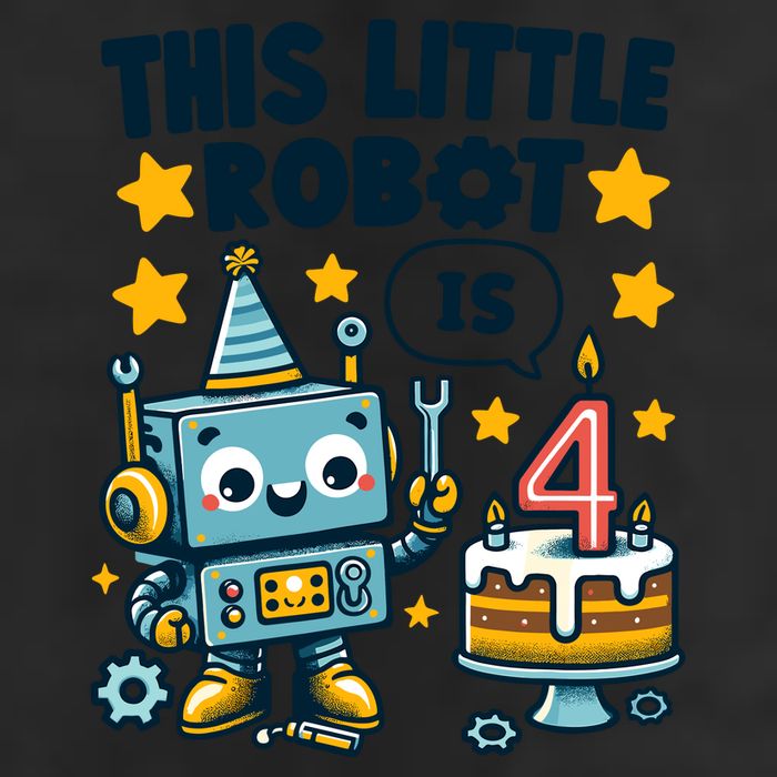4th Birthday Boy 4 Year Old Robotics Robot 4th Birthday Microfiber Hand Towel
