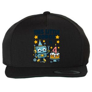 4th Birthday Boy 4 Year Old Robotics Robot 4th Birthday Wool Snapback Cap