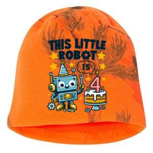 4th Birthday Boy 4 Year Old Robotics Robot 4th Birthday Kati - Camo Knit Beanie